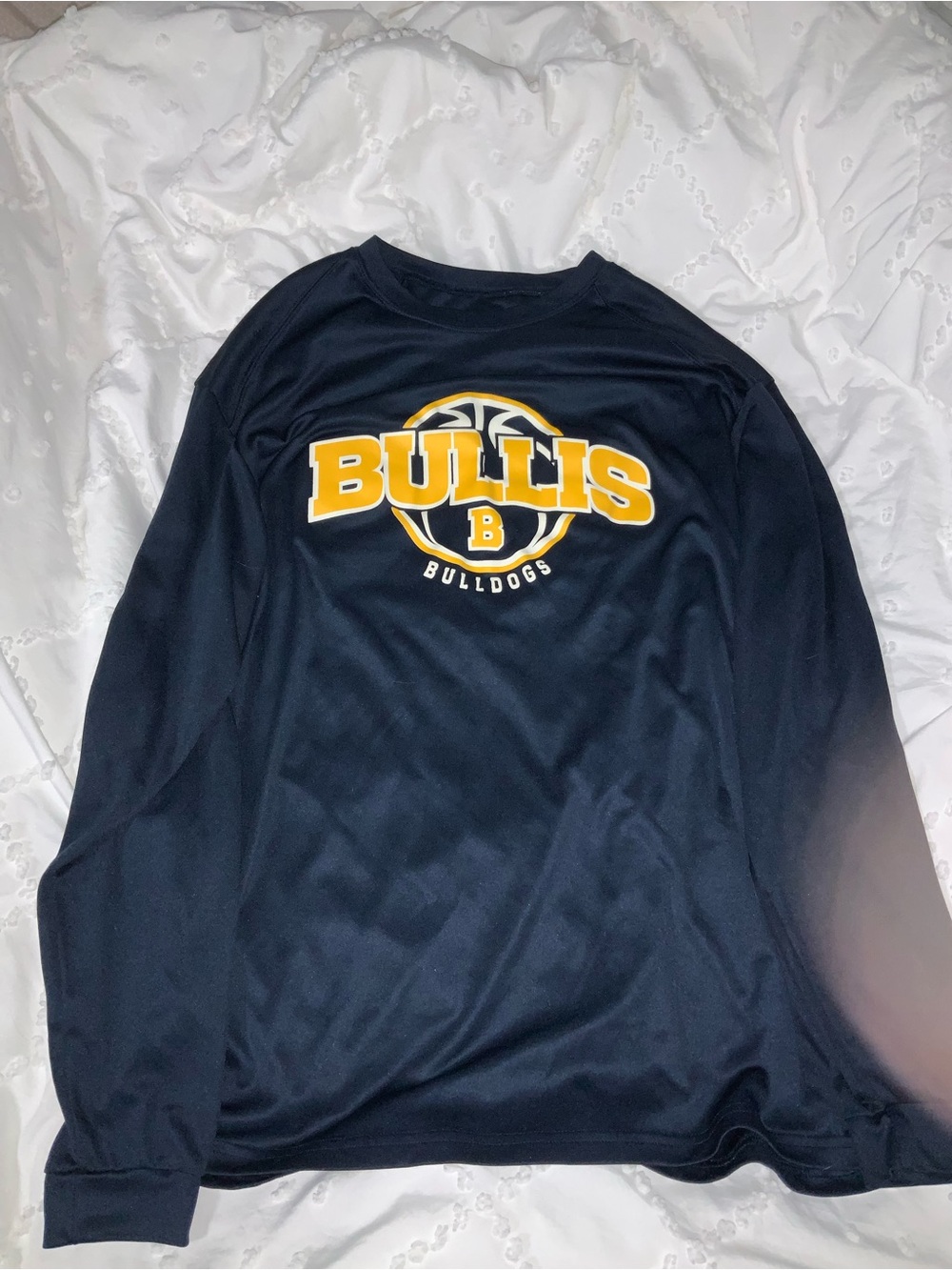 Bullis Bulldogs Navy Long Sleeve Tee with Gold Logo